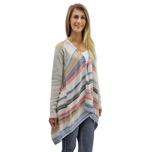 Ivory Colorful Stripe Knit Sweater Jacket - Picture 3 of 4